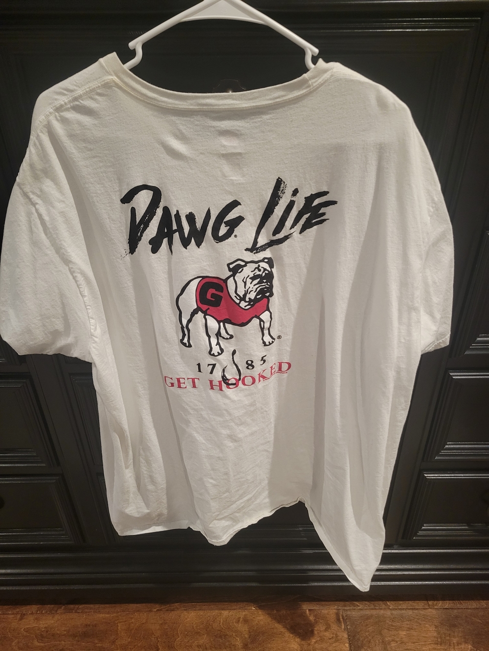Hanes White 'Dawg Life' GA Bulldog Graphic Tee with Red Accent